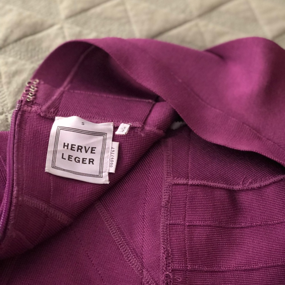Gorgeous purple Herve Leger bandage dress.